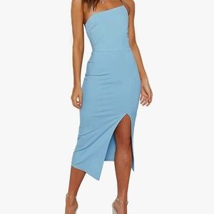 Brand New Women's Light Blue Bodycon Midi Dress - Size Large